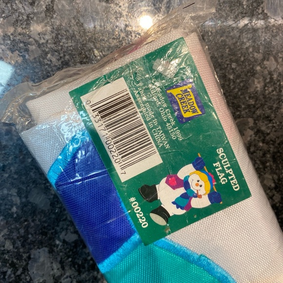 Vtg Meadow Creak Sculpted Flag Christmas Holiday Snowman Large Size 28 x 40" NEW - Picture 3 of 6